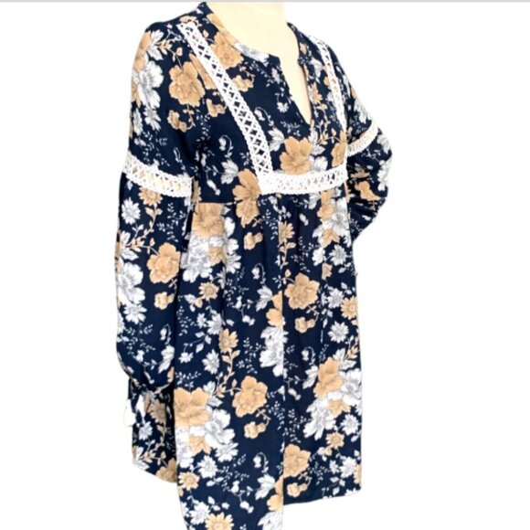 Tassels-N-Lace Floral BOHO Dress Sz S #96P - Picture 2 of 6